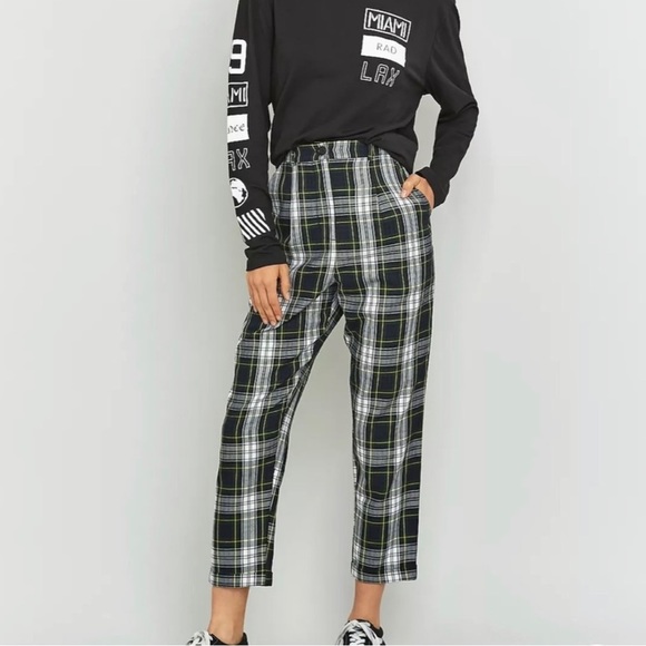 Urban Outfitters Pants - Urban Outfitters Plaid High Waisted Straight Leg Trouser Pants Size 4